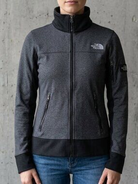The North Face Gray Black Stretch Full Zip Training Running Jacket Women's S